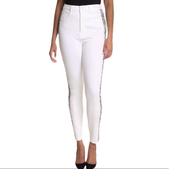GOOD AMERICAN High Waist Snake Stripe Tux Jeans! - Picture 8 of 8